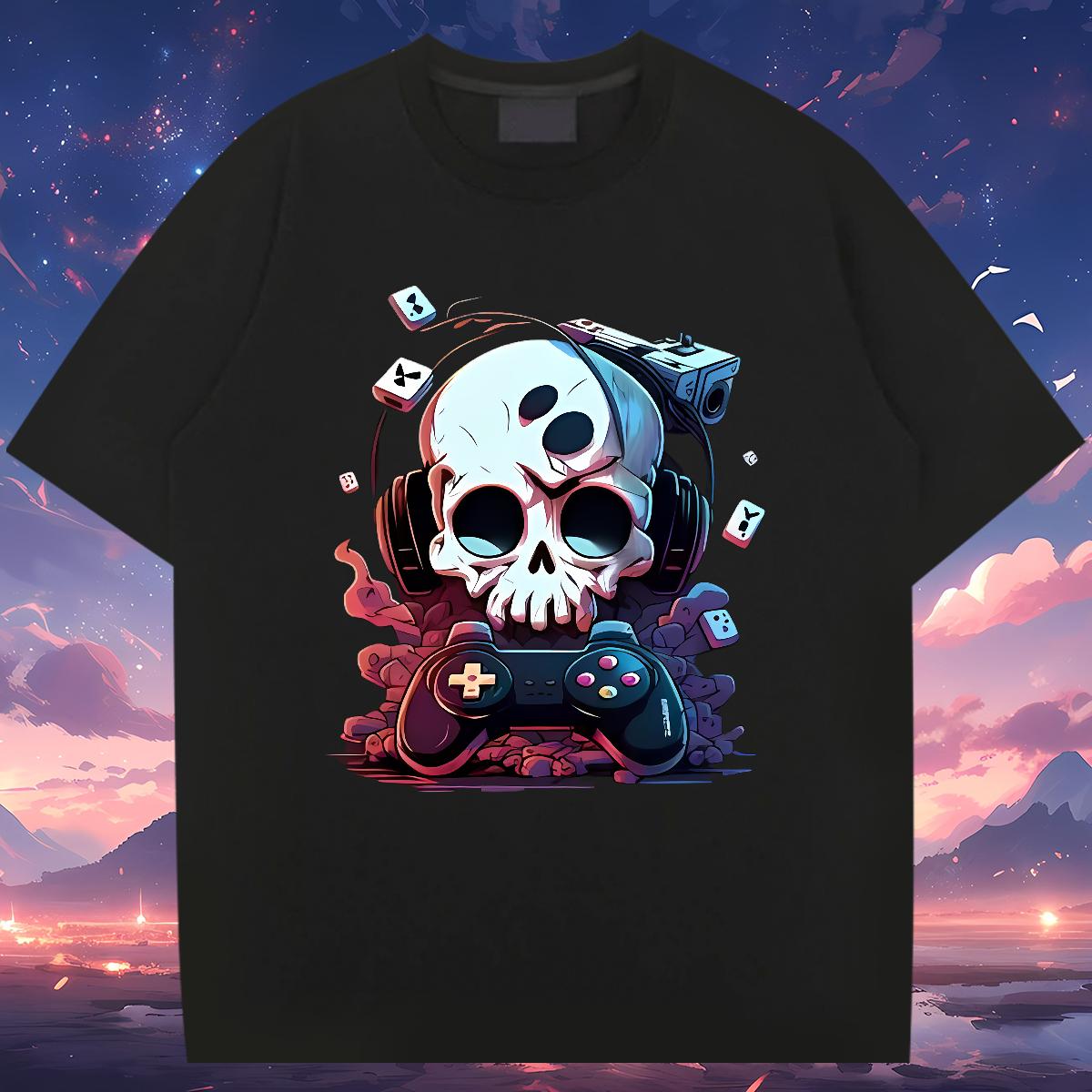 2024 Designer T-Shirts Skeleton 100% Cotton 230g White Plus Size Sports Casual Men Tops Tees Short sleeve Cotton Soft Wholesale