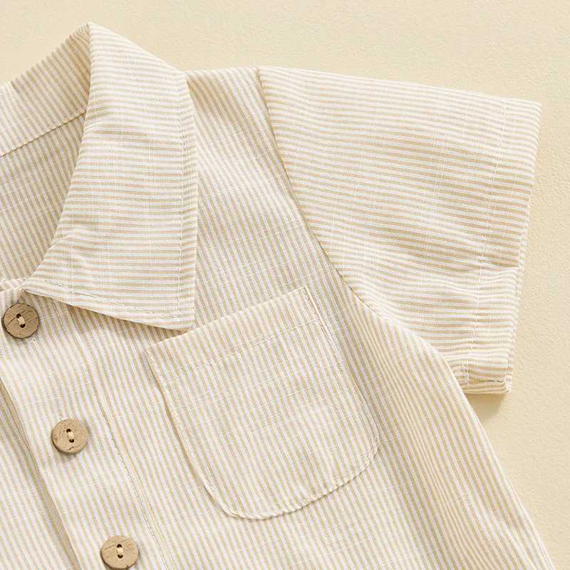 Clothing Sets Toddler Kid Baby Boy Summer 2Pcs Outfit Stripe Print Short Sleeve Button Down Shirt with Elastic Waist Shorts