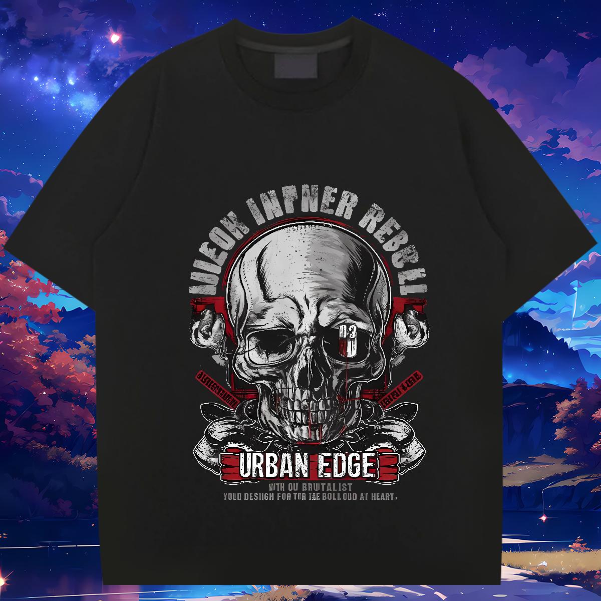 DIY Customized T shirt Skeleton 100% Cotton 230g Oversized Sport Mens Tshirts Breathable Crew Neck Popular