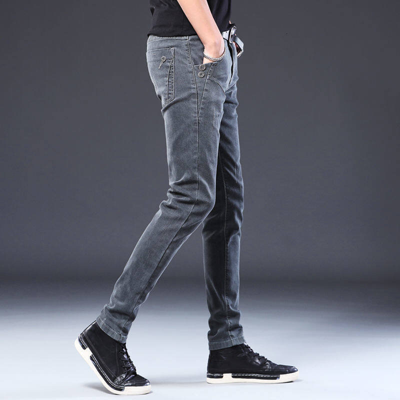 Mens Classic Plain Slim Fit Trousers Casual Jogger Pants Tight in Stretch Jeans