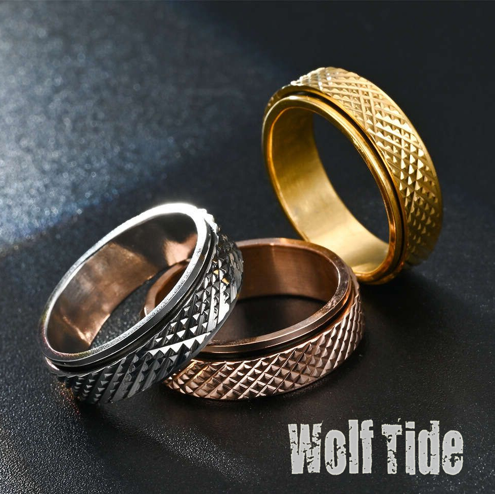 Snake Pattern 304 Rotary Titanium Stainless Steel Ring Band For Men And Women Cool Personality Rotate Finger Rings Wolf Tide Jewelry Accessories Whole