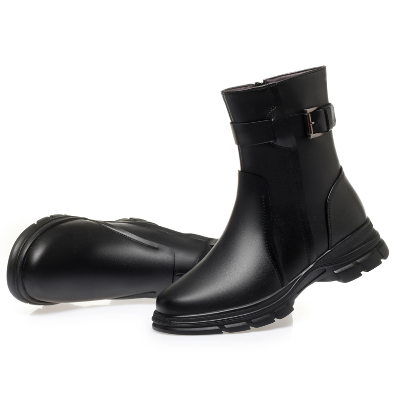 AIYUQI Women Boots Winter Shoes New 2024 British Style Genuine Leather Women Large Size Boots Wool Warm Ladies Snow Boots