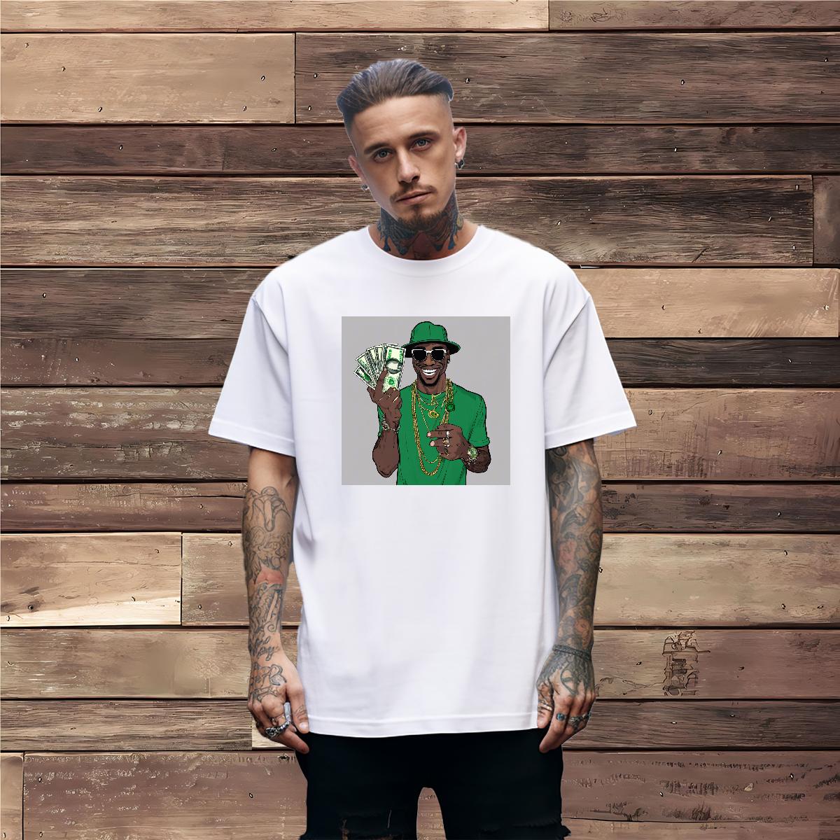 Designer Fashion T Shirts Men XH 230g 100% Cotton Plus Size Cartoon Casual Beach Men Tops Tees Round Neck Short Sleeve Brand