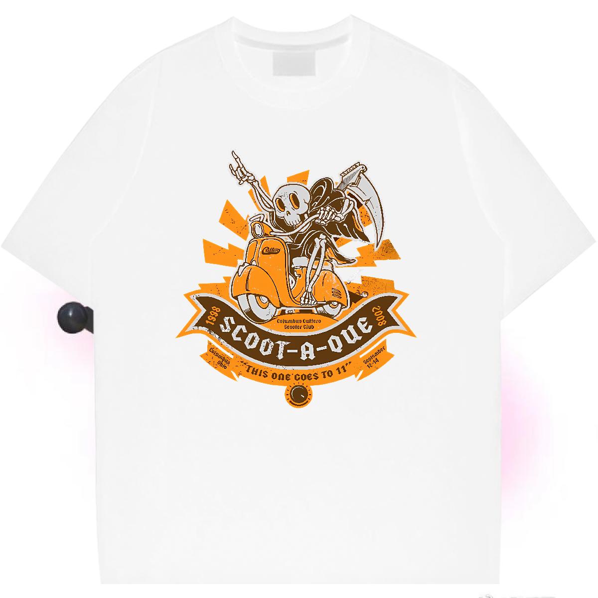 Customized Mens T Shirts Skeleton 230g 100% Cotton Graphic Men Tops Tees Street Wear Breathable Short Sleeve Comfortable Polos