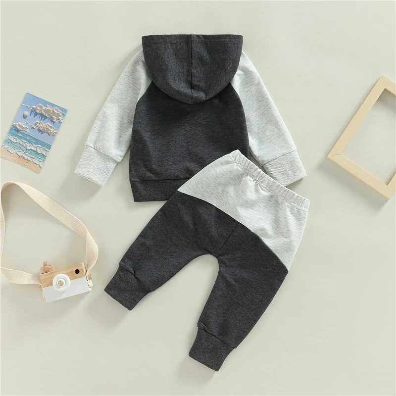 Clothing Sets Autumn Toddler Newborn Baby Boys Clothes Sets Long Sleeve Contrast Color Hoodie Tops+Drstring Long Pants Outfits