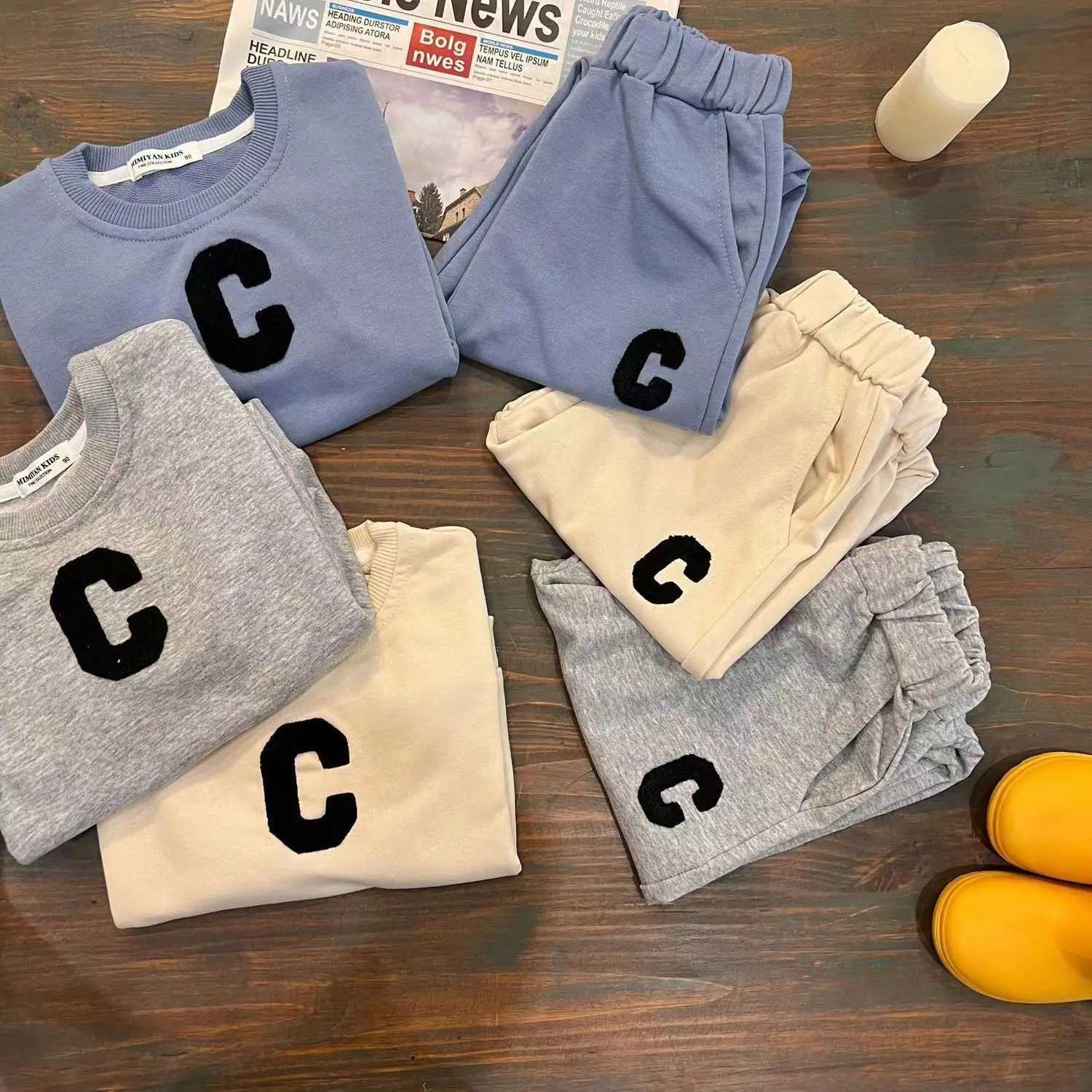 Clothing Sets Childrens Sweater Set Boys Spring And Autumn Clothing New 2023 Girl Two-piece Set Boys Casual Thin Style Trendy And Cool Kids