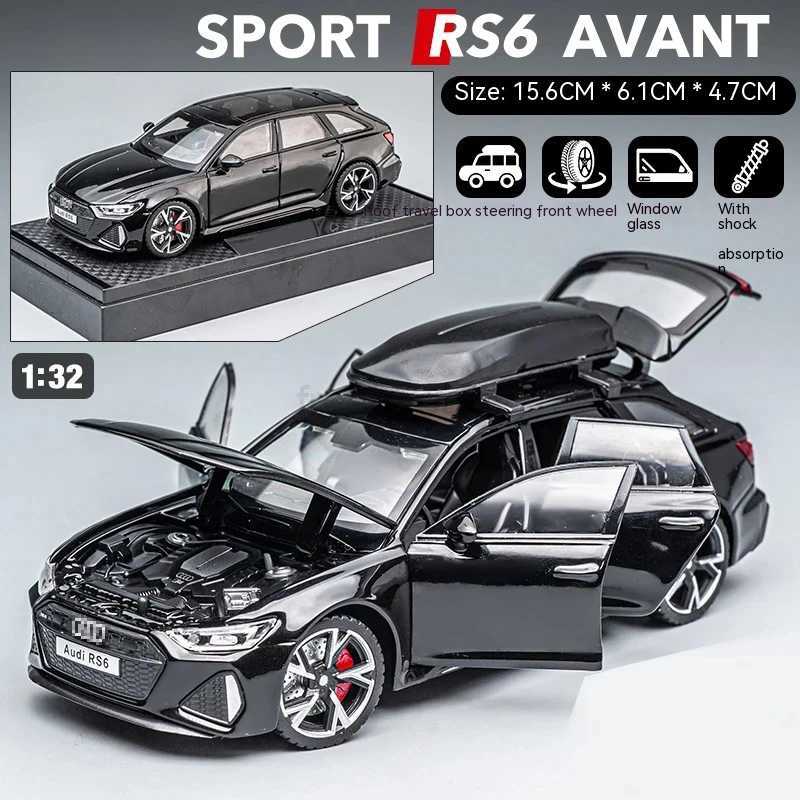 1/32 RS6 Car with Sound Light Doors Opened Alloy Diecast Model Vehicle Collection Toy for Boy Adult Festival Gift Free shipping