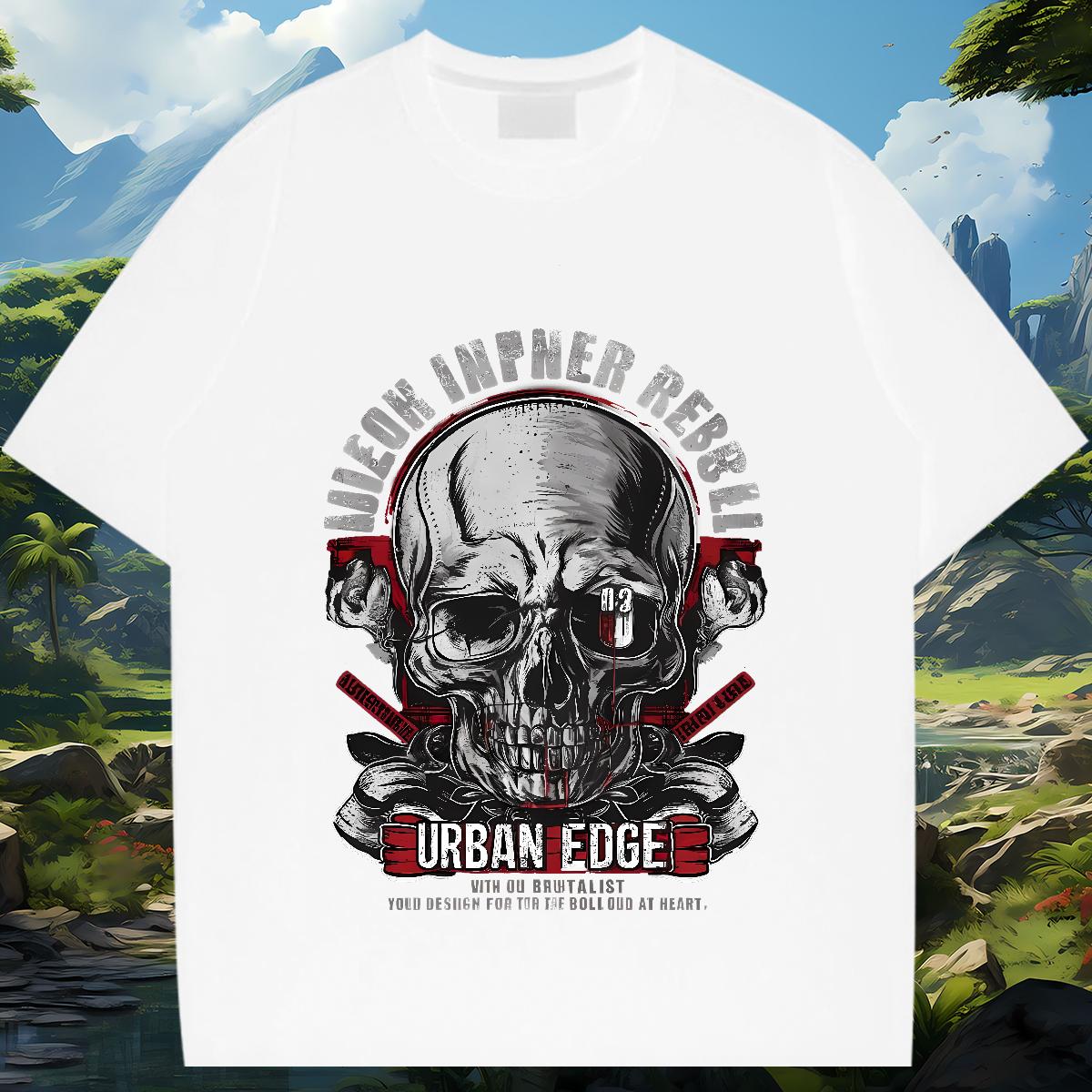 Fashion Casual Men T Shirts Skeleton 100% Cotton 230g Black White Tshirt for Man Woman Daily Outfit Breathable Short Sleeve 5A Polos