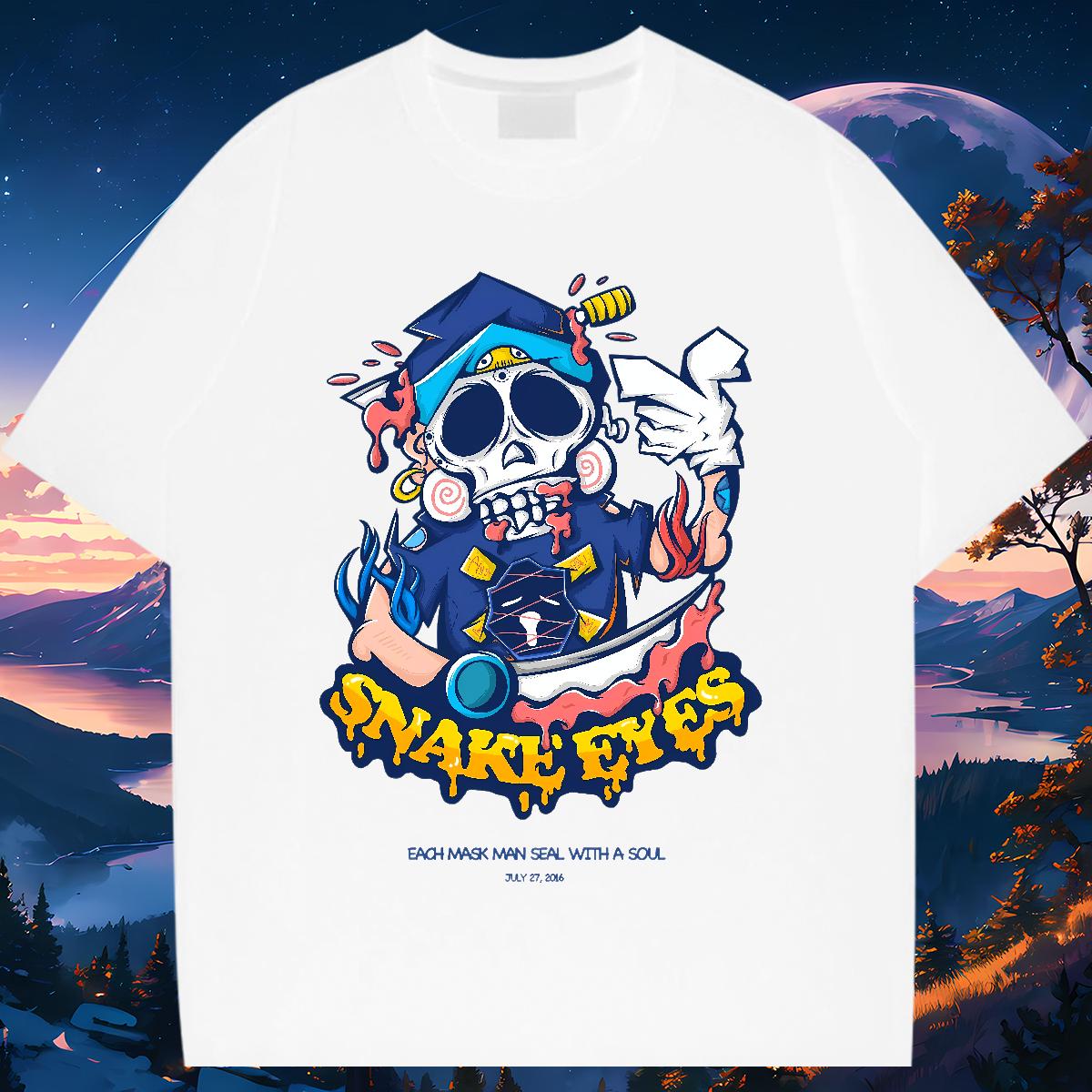 Unisex Man T Shirts Skeleton 230g 100% Cotton Sports Casual Crew Neck Cotton Tshirts Designer Fashion DIY Printed Top Tees
