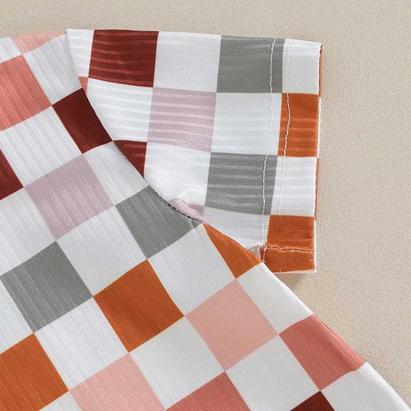 Clothing Sets 2024 Summer Toddler Baby Clothes Short Sleeve Crewneck Tops and Checkerboard Print Shorts Suit For 0-3Y Infant Boy Casual Outfit
