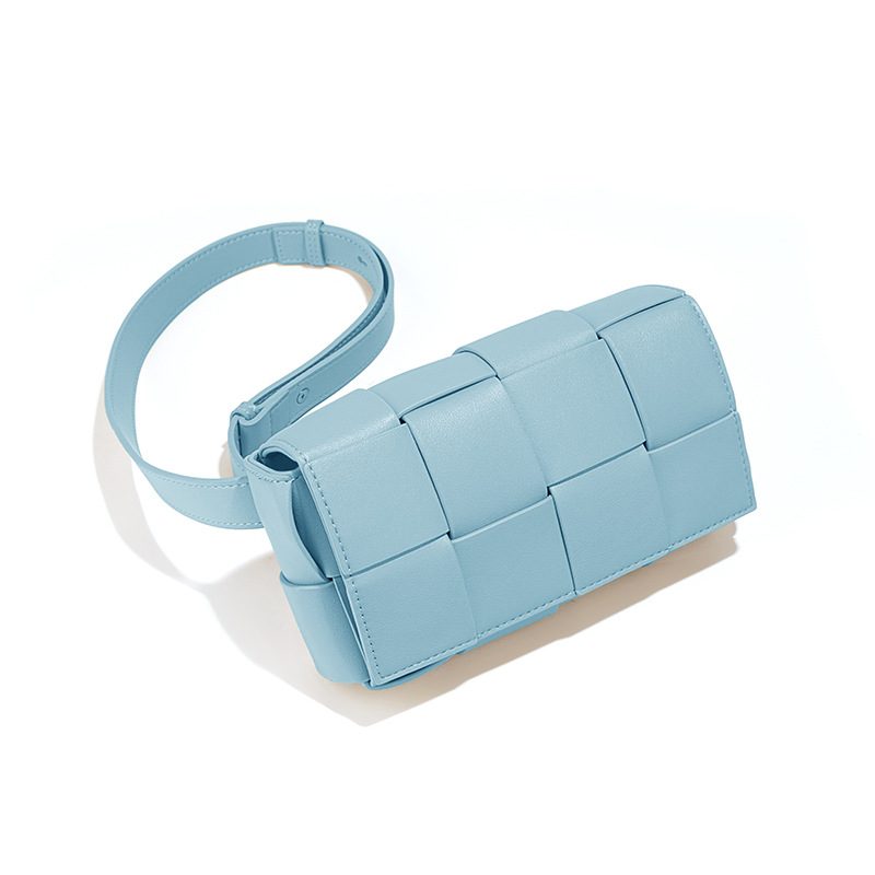 Leather Woven Small Waist Bags For Women Luxury Brand Bag Weave Cassette Waist Belt Bag 2023 Trend Chest Pouch Female Bag