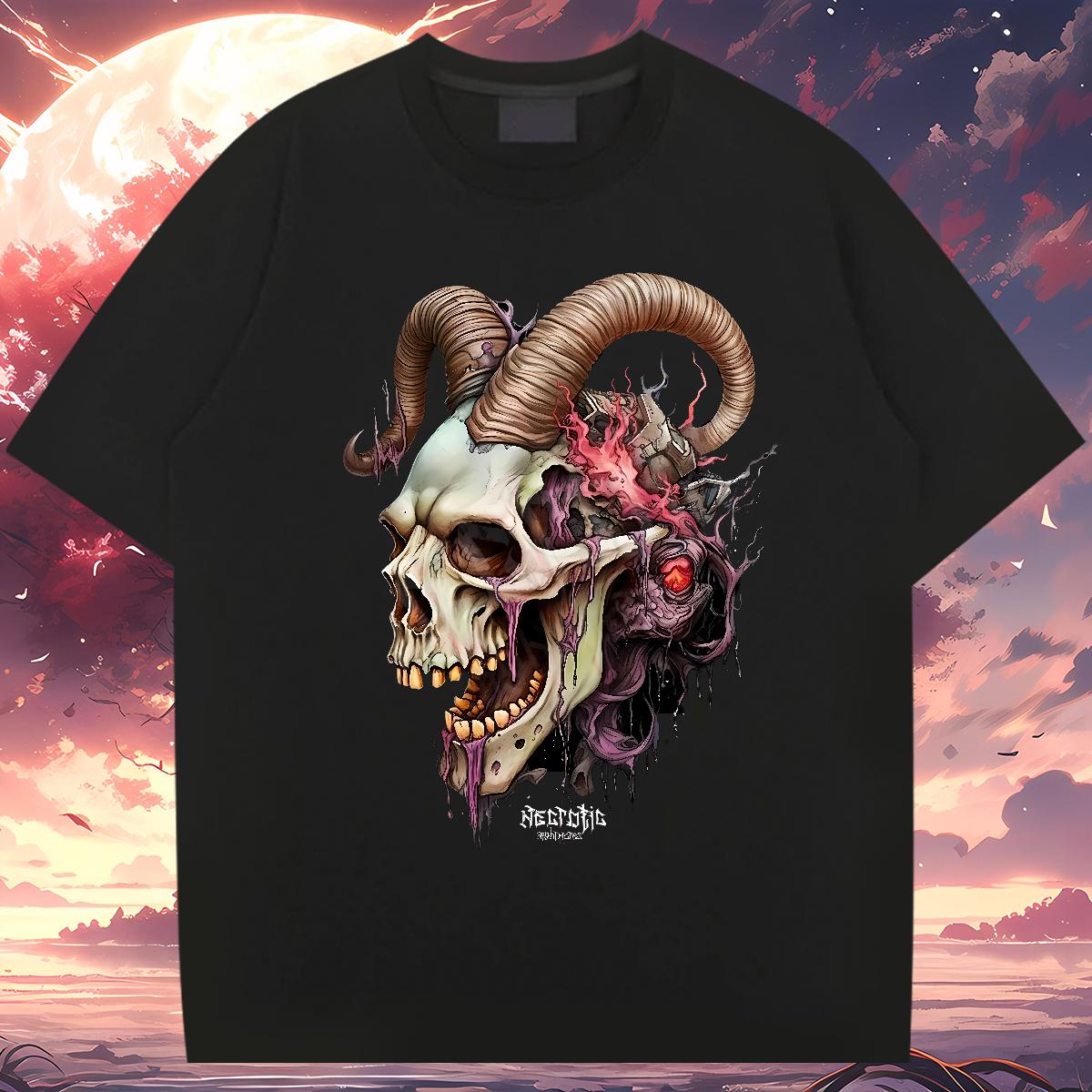 5A Tshirts Skeleton 230g 100% Cotton Breathable Short Sleeve Street Wear Man T Shirts Custom Print Plus Size Casual New Tops Tees