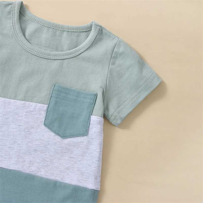 Clothing Sets Toddler Newborn Infant Baby Boys Summer Clothes Sets Short Sleeve Round Neck Stripe Print T-Shirt + Elastic Waist Solid Shorts