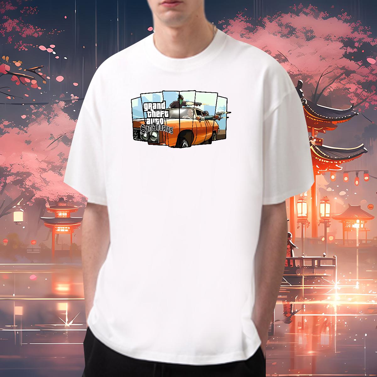 Classic Mens T Shirts racing 230g 100% Cotton Hip Hop Breathable Crew Neck Cotton Mens Tshirts 2024 Plus Size Cartoon Wear