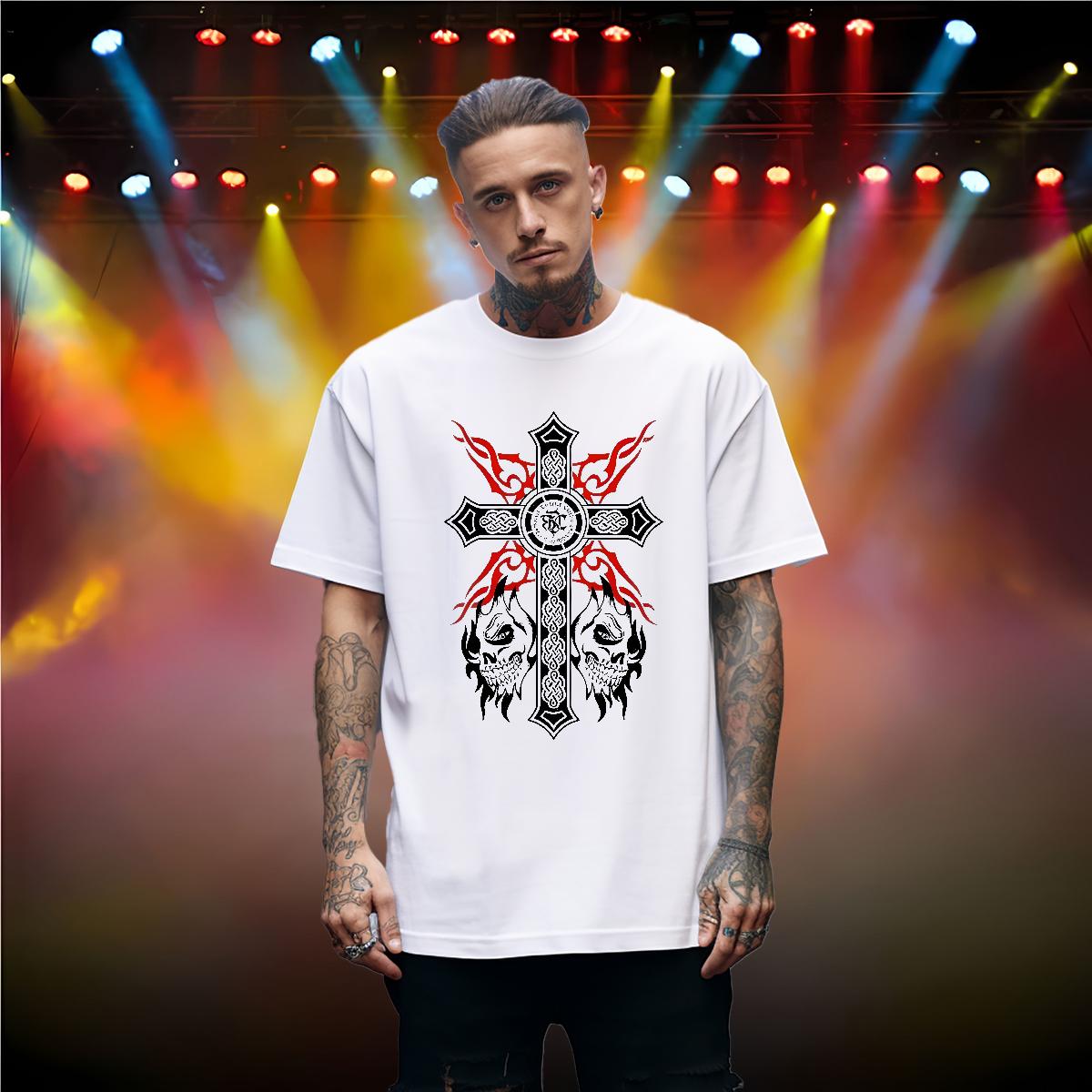 Casual New T Shirt For Man fathion 100% Cotton 230g Floral Print Street Men Tshirts Crew Neck Cotton Popular