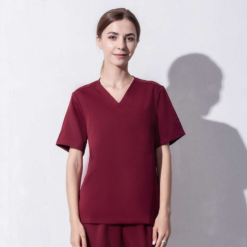 Niaa Hinn Scrub Set Zip Up New Product Washable Non-ironing Long Show Thinness High Elasticity Ventilation Temperament Short Loose Temperament