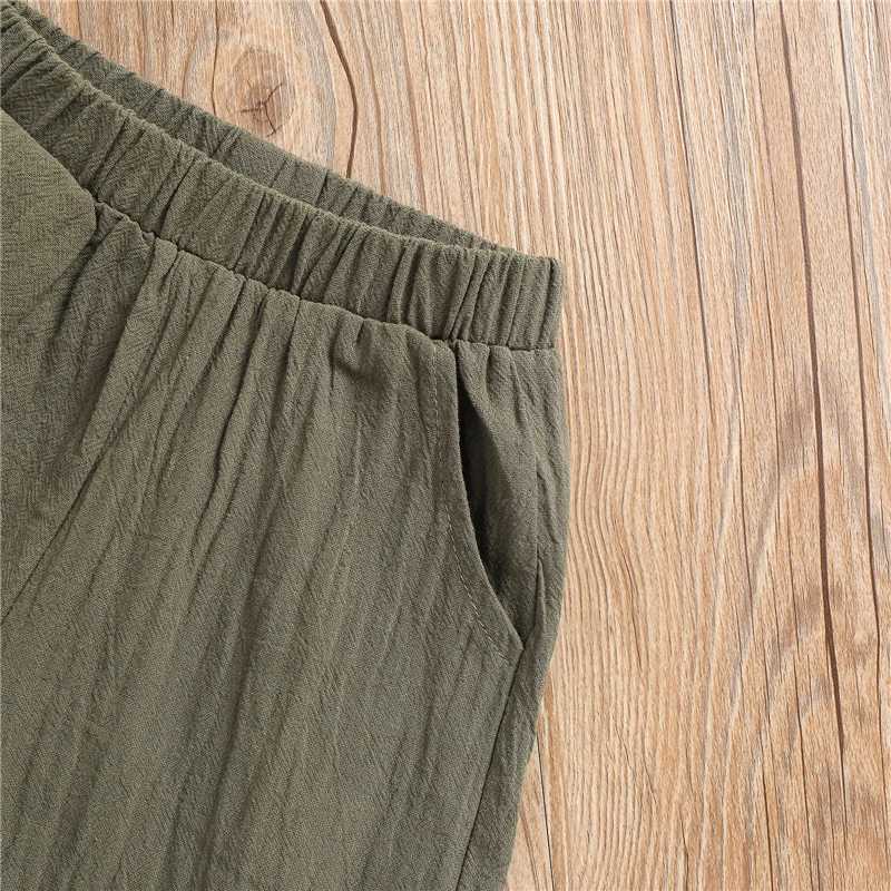Clothing Sets Little Boys Cotton Flax Outfit Toddlers Summer Solid Color Lapel Short Sleeve Single-breasted Shirt Tops + Elastic Waist Shorts