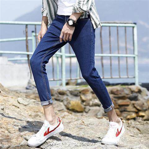 New Arraival Men Fashion Jeans Casual Slim-Fit Denim Trousers Korean Style Men's Solid Color