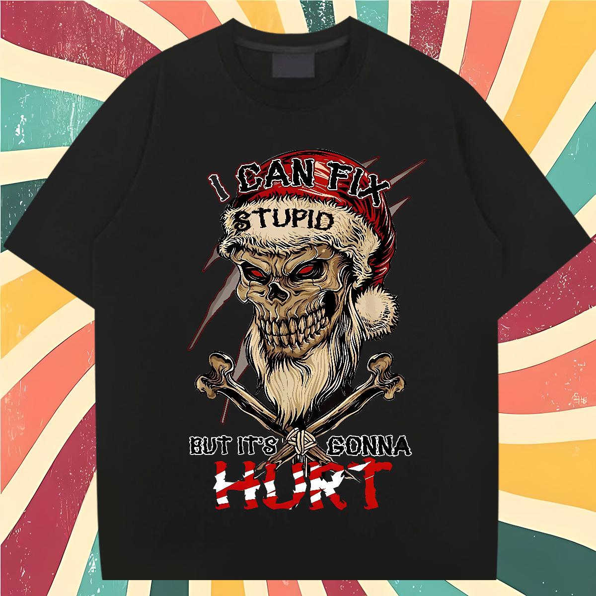 Designer Men Clothes T-Shirt Skeleton 230g 100% Cotton Breathable Short Sleeve Daily Wear T Shirt For Man Asian Size Designer Fashion Tee Shirt