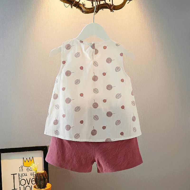 Clothing Sets 2021 New Fashion Baby Clothing Sets Children Sleeveless Top+Shorts 2Pcs Sets Girls Cute Suit 1-5Years Old Baby Clothes