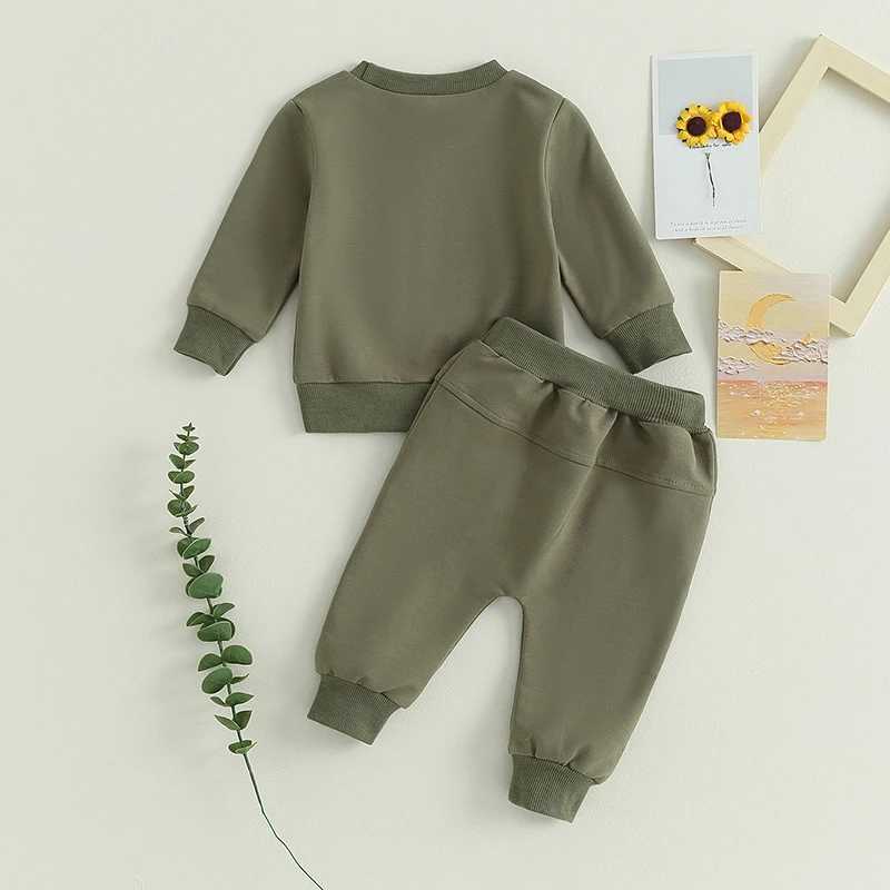 Clothing Sets Toddler Boy Autumn Clothes Sets Infant Baby Solid Color Pocket Sweatshirt Elastic Waist Pants 2Pcs Tracksuit Newborn Outfit