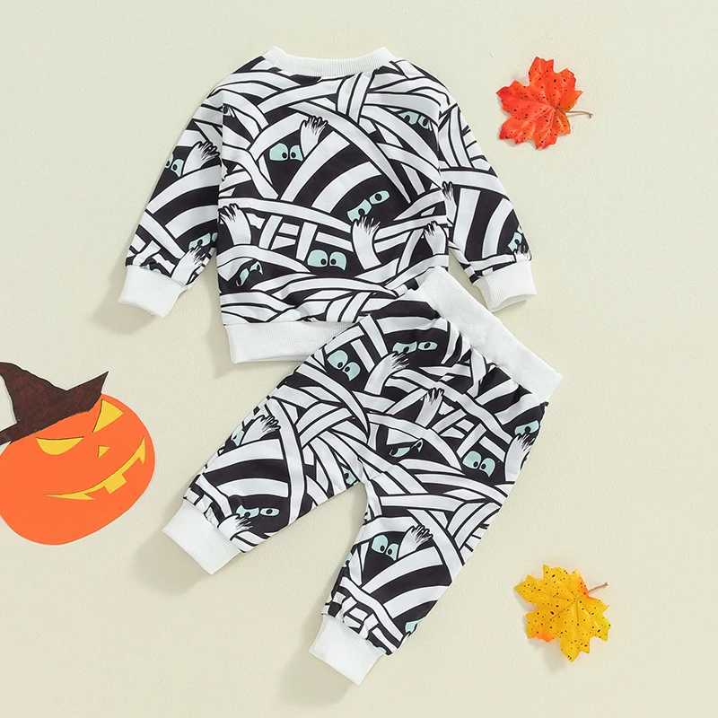 Clothing Sets Baby Autumn Tracksuit Set Toddler Baby Boys Long Sleeve Cartoon Mummy Print Sweatshirt Pants 2-piece Outfit for Children