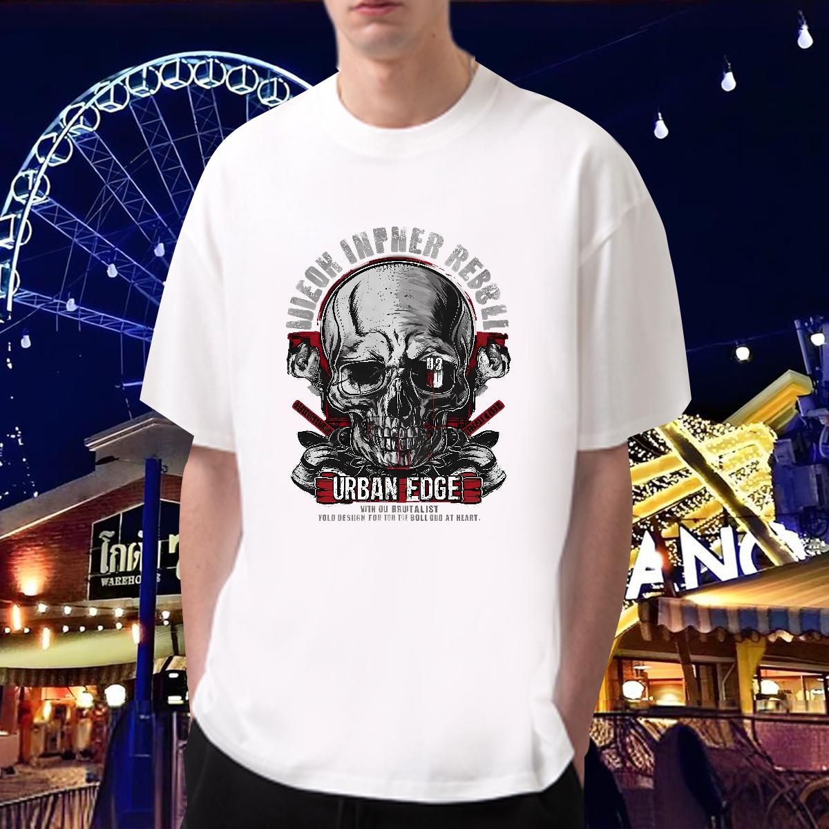 DIY Customized Man T Shirts Skeleton 100% Cotton 230g Asian Size Tshirt for Man Woman Daily Wear Crew Neck Cotton Cool Design Tops Tees