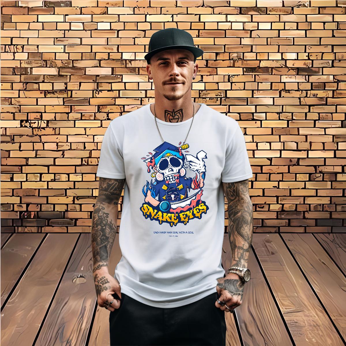 New Man T Shirts Skeleton 230g 100% Cotton Skull Summer Casual Men Clothes T-Shirt Crew Neck Cotton Wholesale