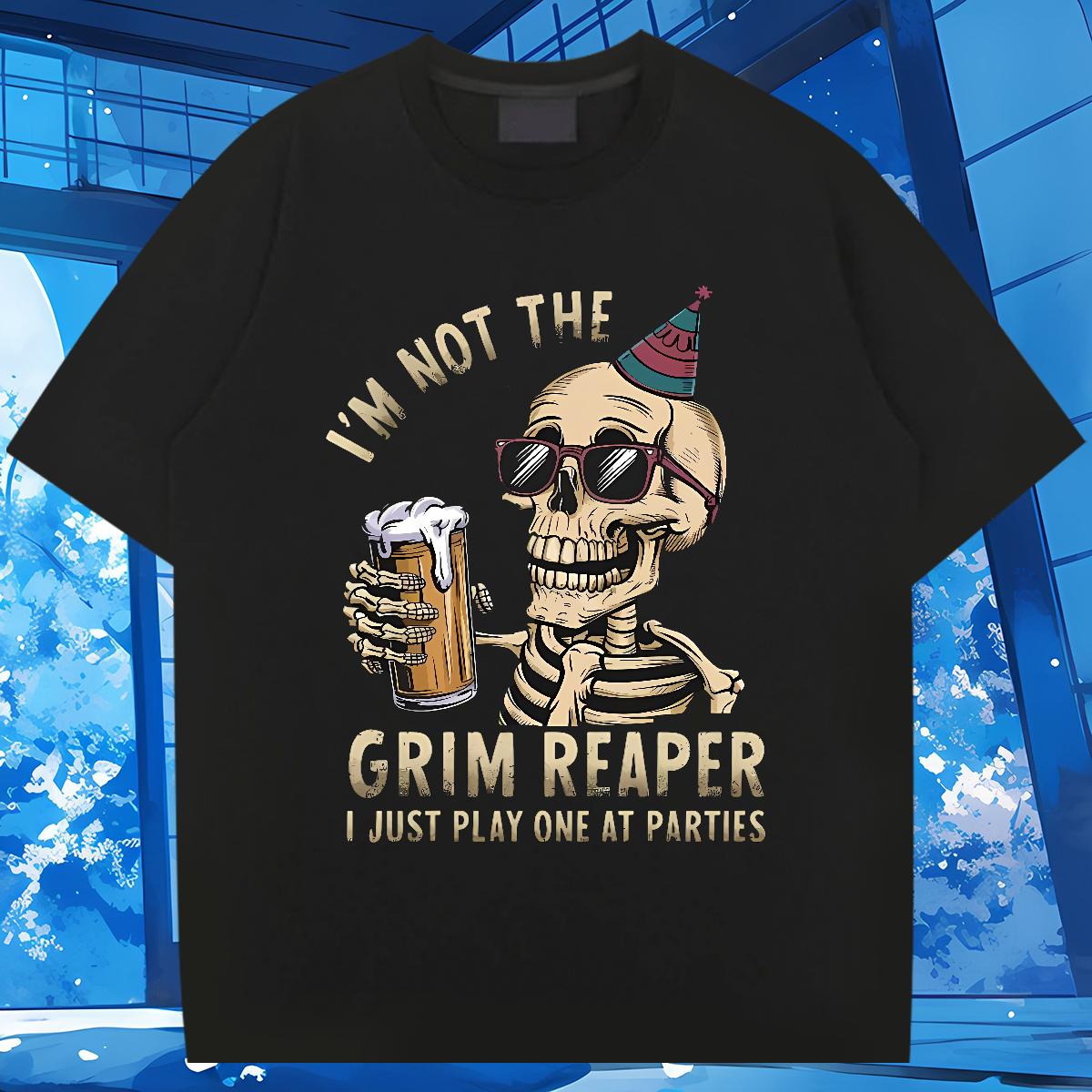 DIY T Shirt For Man Skeleton 100% Cotton 230g DIY Printed Spring Summer Men Tops Tees Cotton O Neck Short Sleeves 5A