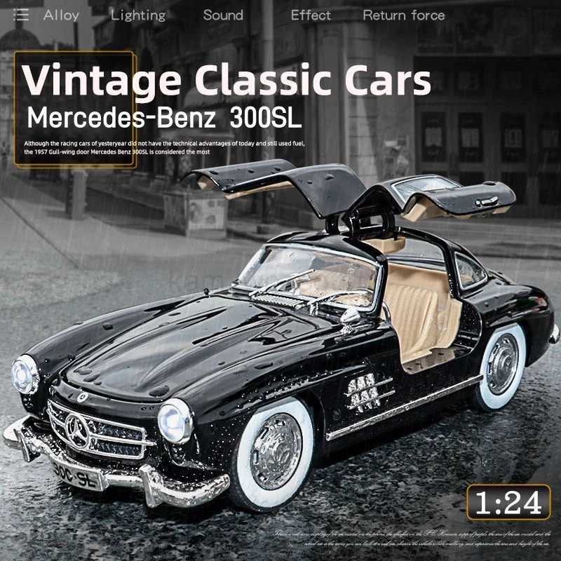 1 24 Mercedes Benz 300SL Alloy Classic Vintage car Model Car Model Diecast Metal Pull Back Sound Light Car For Children Gift M240717
