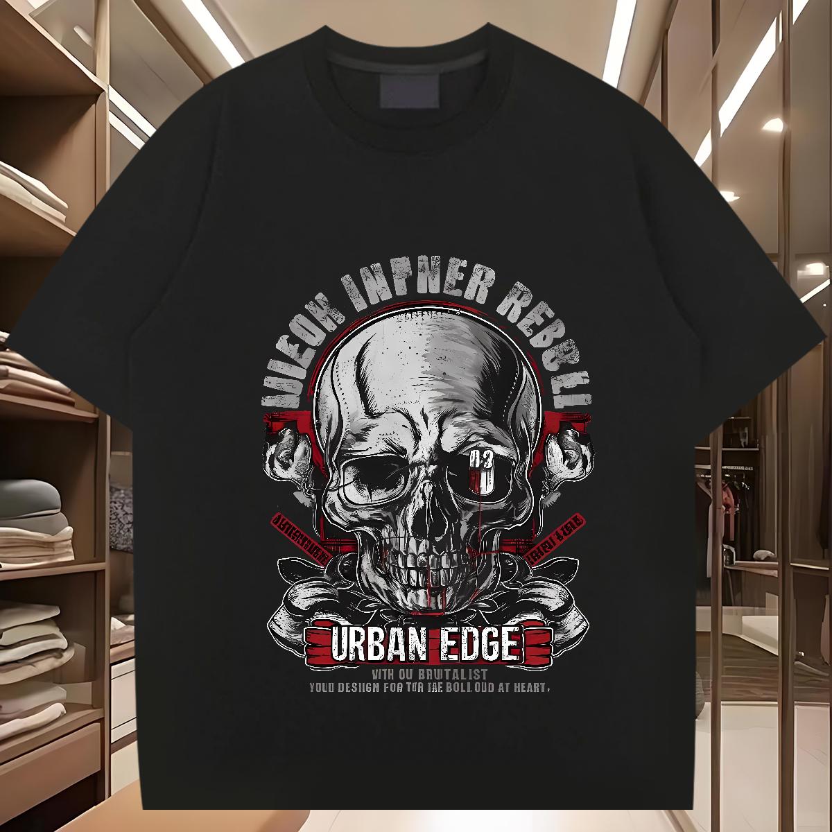 New Designer T Shirt For Man Skeleton 230g 100% Cotton Plus Size Custom Tshirts High Street Hip Hop Short sleeve Cotton Soft Classic Wear