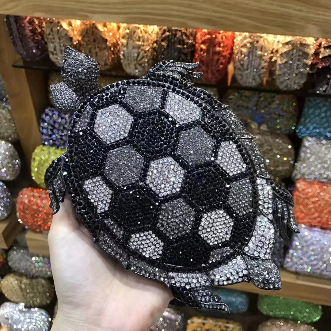Turtle Animal Shape Evening Bags Stones Clutches for Women Formal Dinner Rhinestone Handbags Wedding Bridal Crystal Clutch Purse 240716
