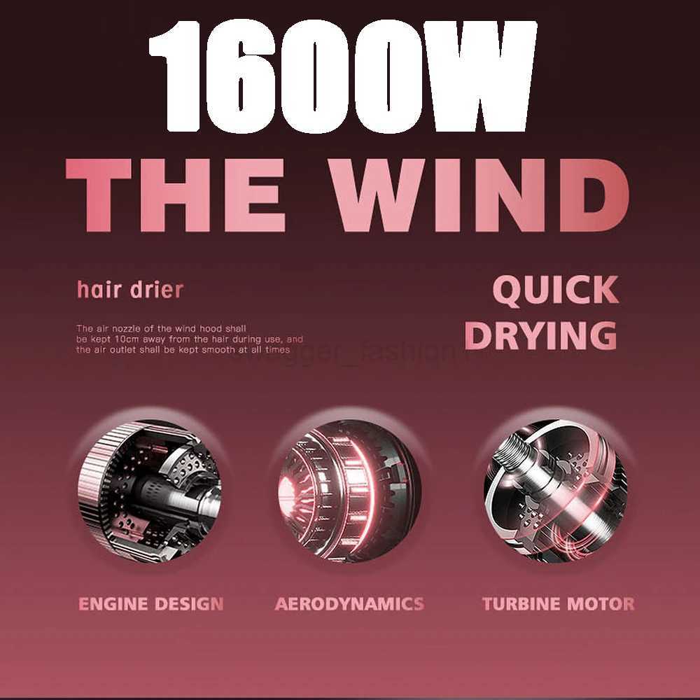 1600W Hair Dryer Professional Salon Hot and Cold Power Air Blowdryer with Air Collecting Nozzle 3 Speed 3 Heat Setting Low NoiseBkl240717