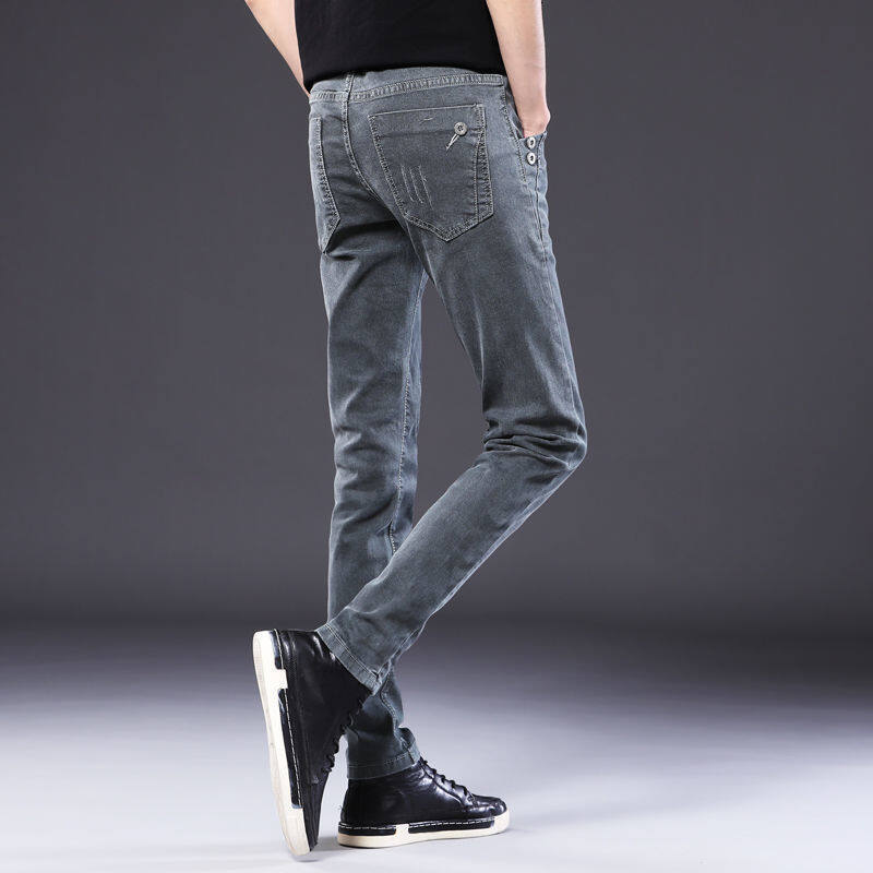 Mens Classic Plain Slim Fit Trousers Casual Jogger Pants Tight in Stretch Jeans