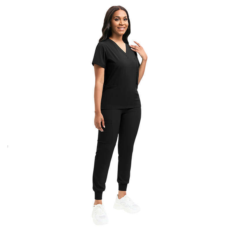 Zip Up Scrubs for Women Uniform Two Piece Set Women New Product New Arrival French Long High Elasticity New Pattern Leisure Time Solid Waist Short Tem