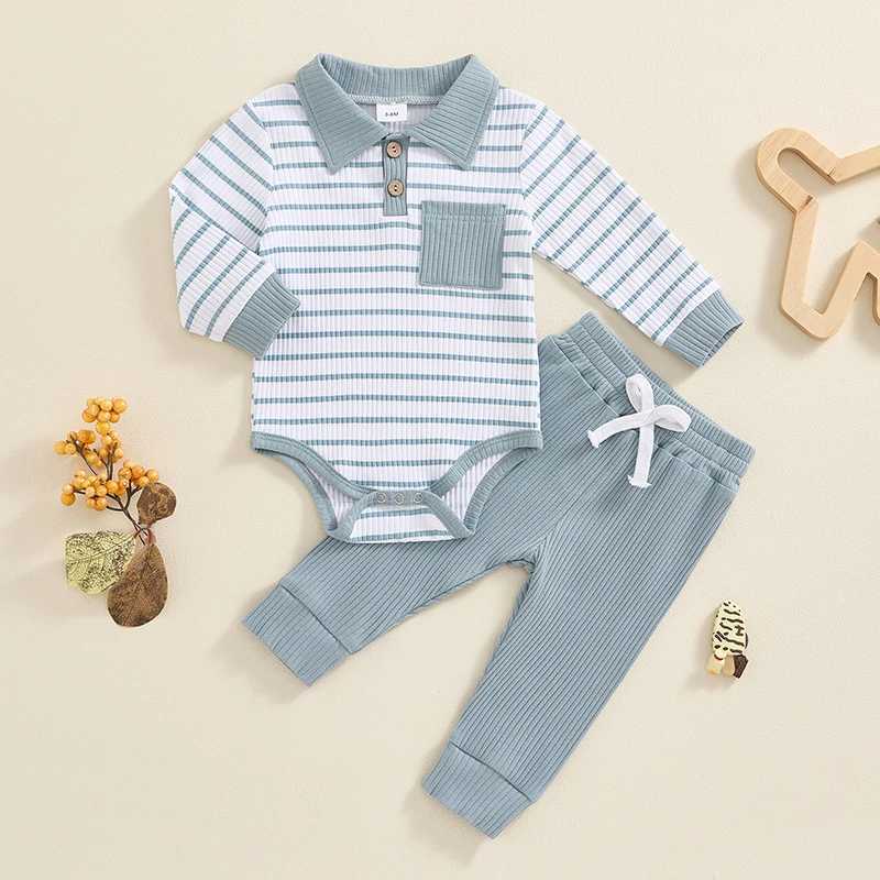 Clothing Sets 0-18M Newborn Infant Baby Boys Clothes Set Long Sleeve Striped Romper with Pants Fall Spring Toddler Clothing Outfits