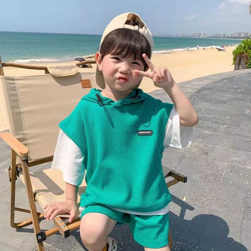 Clothing Sets Children Clothing Sets Kids Boys Girls Clothes Short Sleeve Hooded Shirt+short Kid 2Pcs Suit Cotton 2024 Summer Baby Boy Outfit