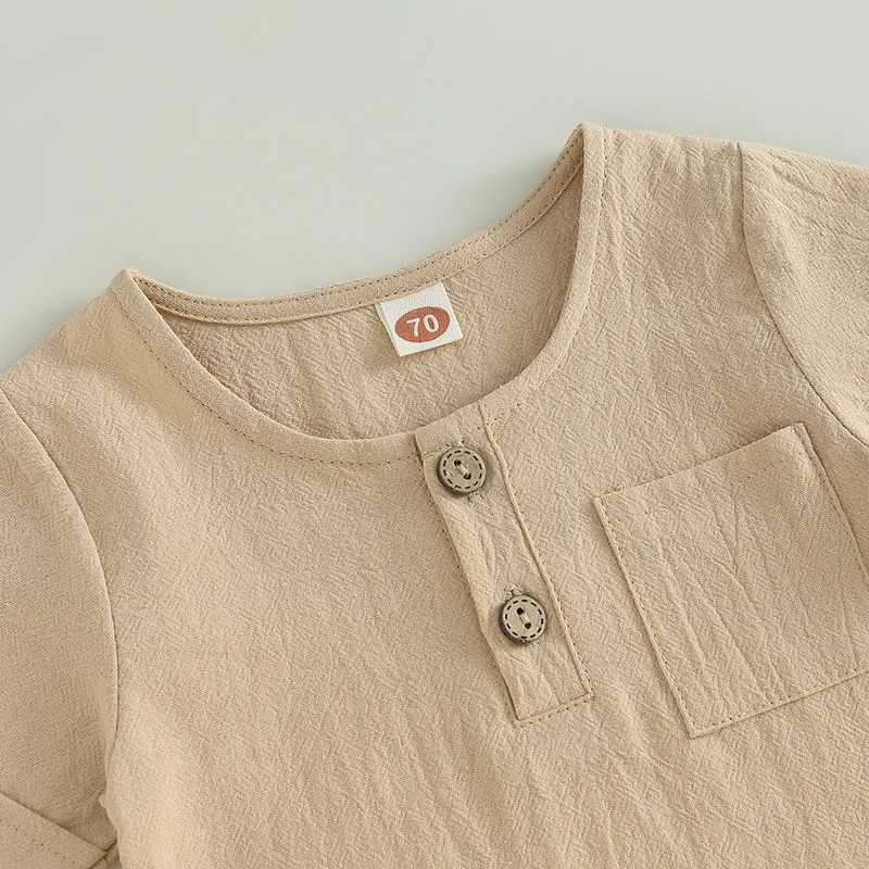 Clothing Sets 0-3Y Boys Girls Clothing Sets Summer Solid Cotton Linen T-shirts+Elasctic Shorts Kids Clothes Casual Toddler Clothing Sets
