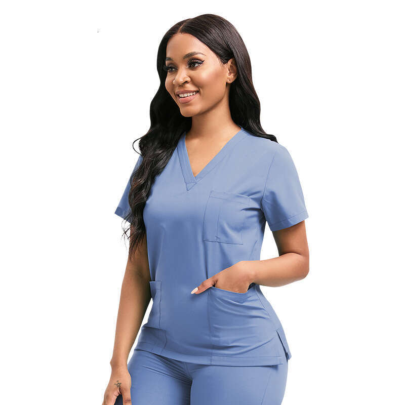 Zip Up Scrubs for Women Uniform Two Piece Set Women New Product New Arrival French Long High Elasticity New Pattern Leisure Time Solid Waist Short Tem