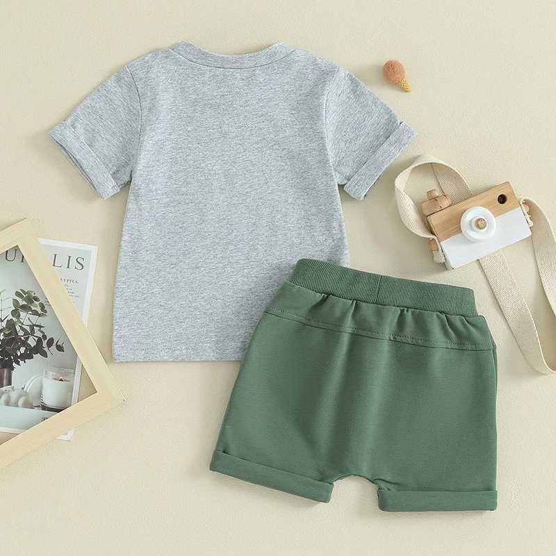 Clothing Sets 2Pcs Baby Boy Summer Outfits Clothing Set Casual Short Sleeve O Neck Tops T-Shirt +Solid Color Shorts Set Infant Clothes Outfits