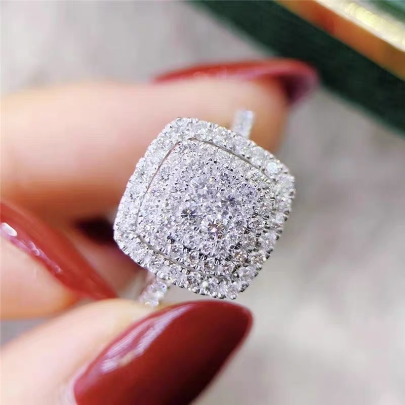 Fashion Wedding Moissanite Ring Sparkling Women Luxury Jewelry 925 Sterling Silver Pave White Sapphire CZ Diamond Gemstones Female Eternity Engagement