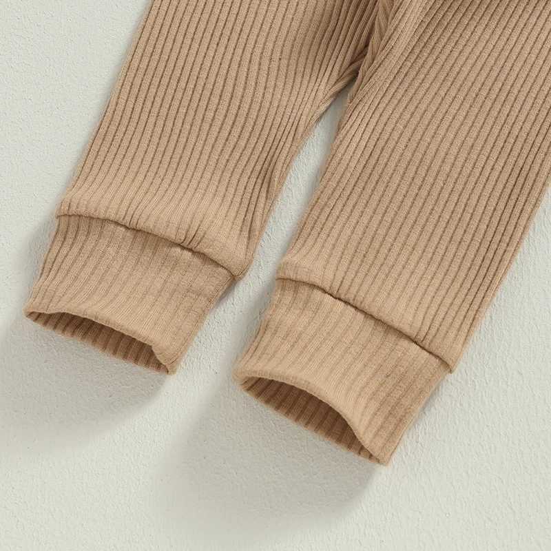 Clothing Sets Newborn Baby Boy 2 Piece Outfit Solid Color Ribbed Button Long Sleeve Rompers and Elastic Pants Fall Spring Clothes