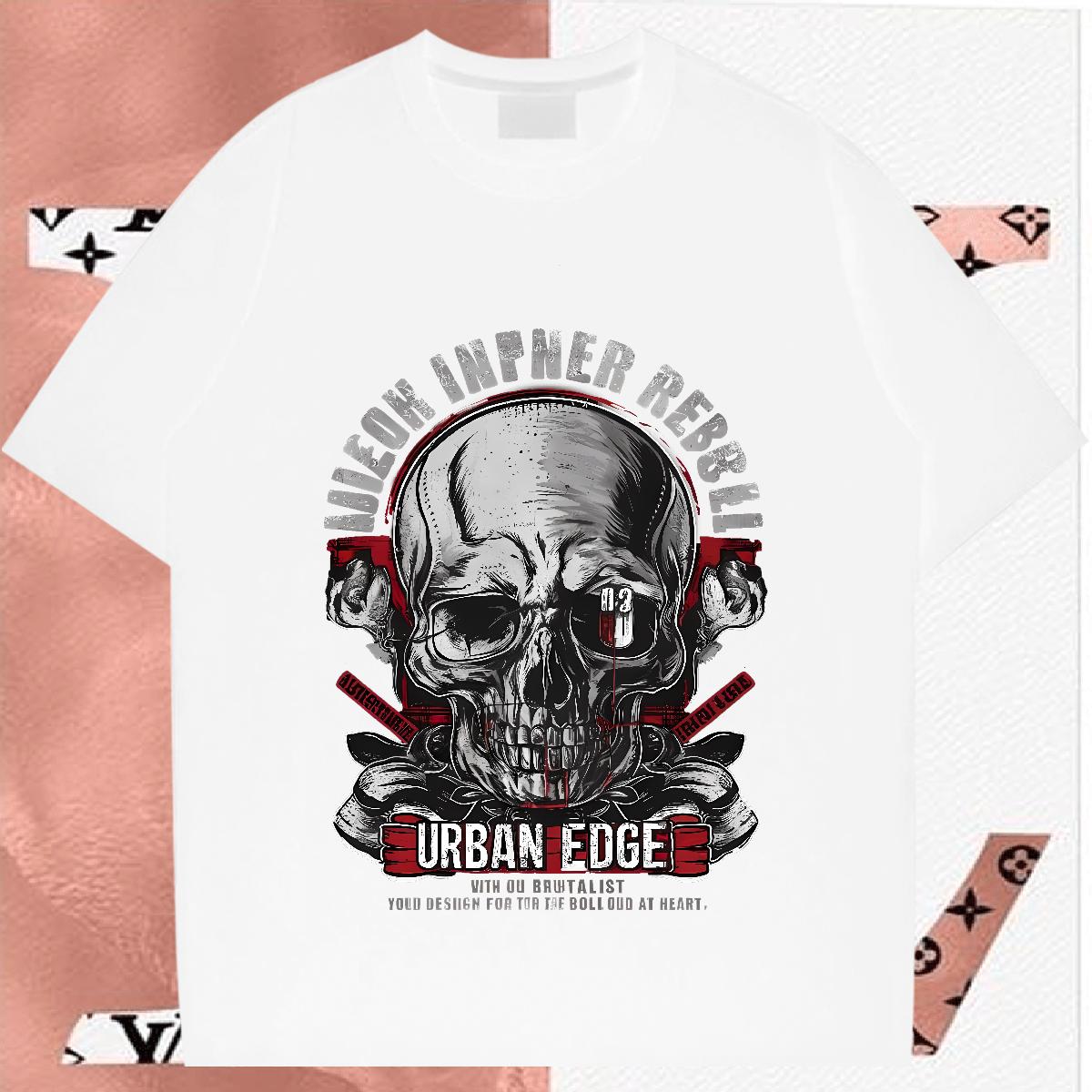 Fashion T Shirt For Man Skeleton 230g Cotton Graphic Couples T Shirts Street Crew Neck Cotton Cool Design Wear