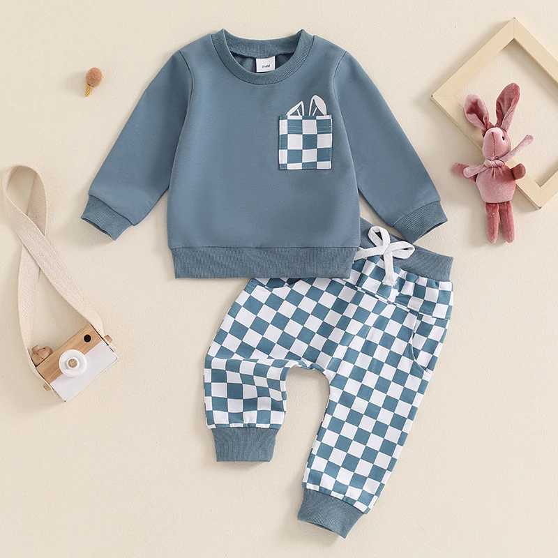 Clothing Sets Autumn New Baby Boy Clothes Fall Toddler Outfits Long Sleeve O Neck Pullover Tops Checkerboard Print Pants 2PCS Set