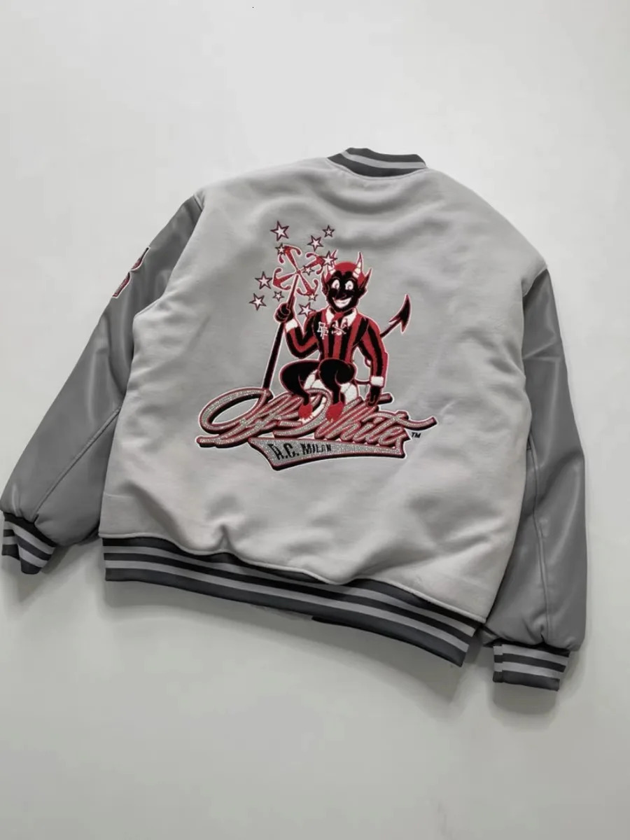 Streetwear American hip-hop alphabet embroidered leather jacket mens Y2K Harajuku Gothic racing baseball uniform clothing 240716