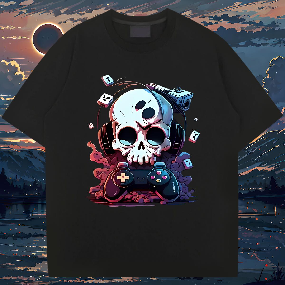 High Quality Tshirt for Man Woman Skeleton 100% Cotton 230g Breathable Crew Neck Sport T Shirts Men Cartoon Print New Designer Tops Shirt