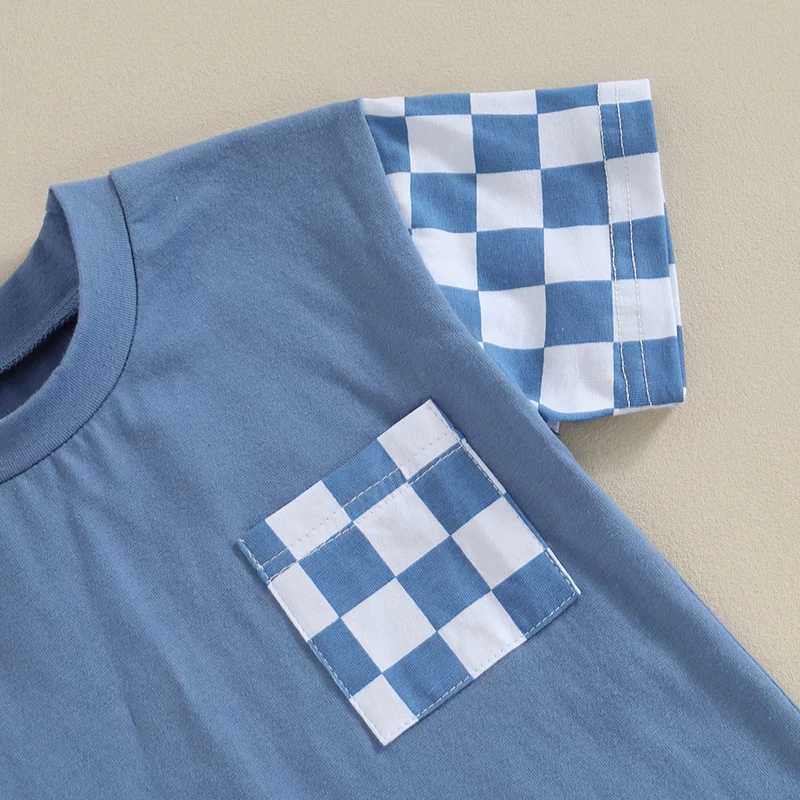 Clothing Sets Kids Clothes Set Baby Boys Plaid Print T-Shirt + Shorts Summer Clothing Cotton Casual Boys Tracksuit Children Baby Clothes Set