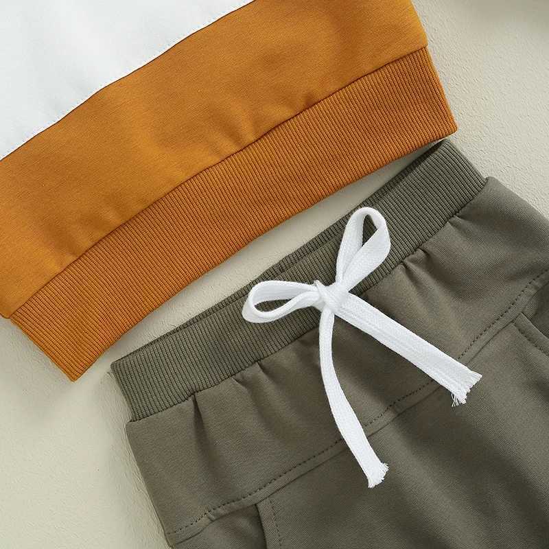 Clothing Sets Baby Boys Autumn Clothes Set Kids Contrast Color Patchwork Long Sleeve Tops Hoodies Pants Toddler Casual Outfits Tracksuits