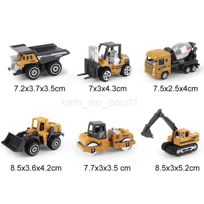 6pcs/set Alloy Engineering Truck Toy Car Classic Construction Model Vehicle Loader Tractor Excavator Toys for 3 years Boys GiftsM240717