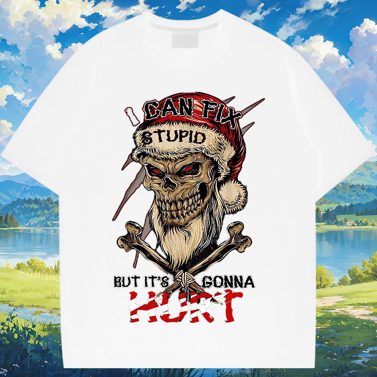 Stylist T Shirt For Man Skeleton 100% Cotton 230g Black Oversized Street Wear Men Clothes T-Shirt Crew Neck Cotton Breathable Brand